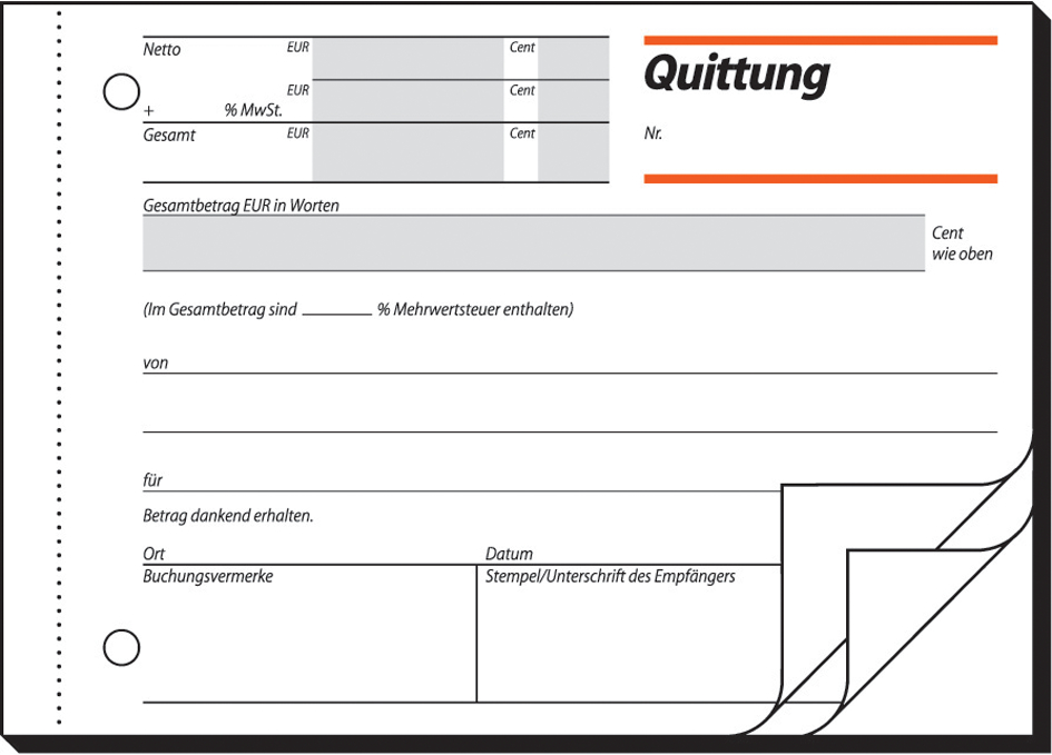 sigel Formularbuch , Quittung, , einfaches Satzbild, A6 quer von Sigel