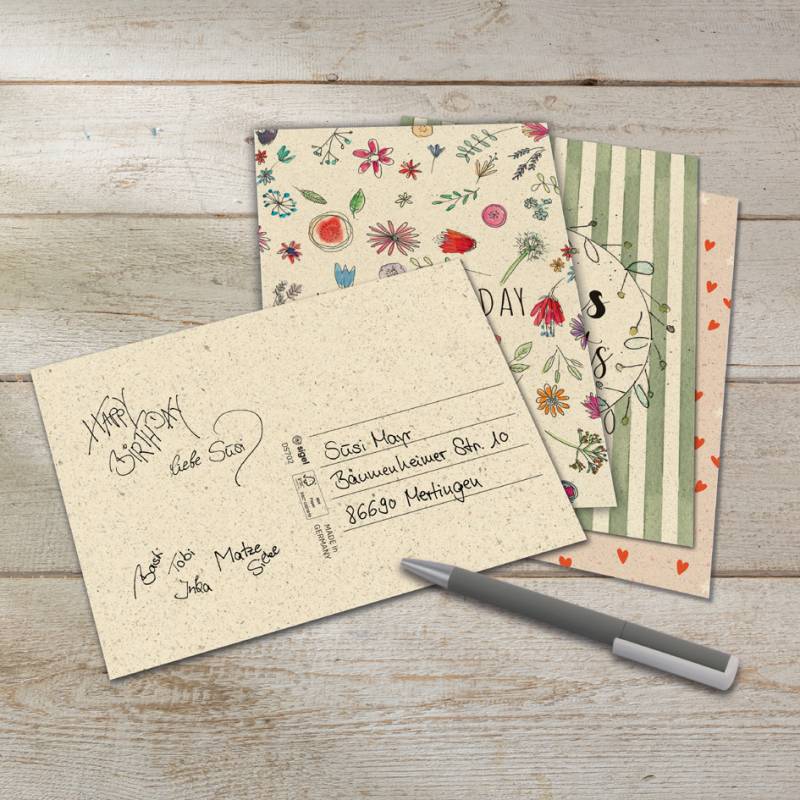 sigel Geburtstags-Postkarten-Set , Happy Grassy Birthday, von Sigel