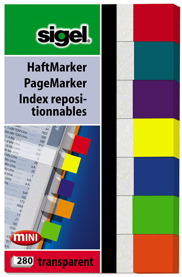 sigel Haftmarker Transparent mini, 50 x 12 mm, 280 Blatt von Sigel