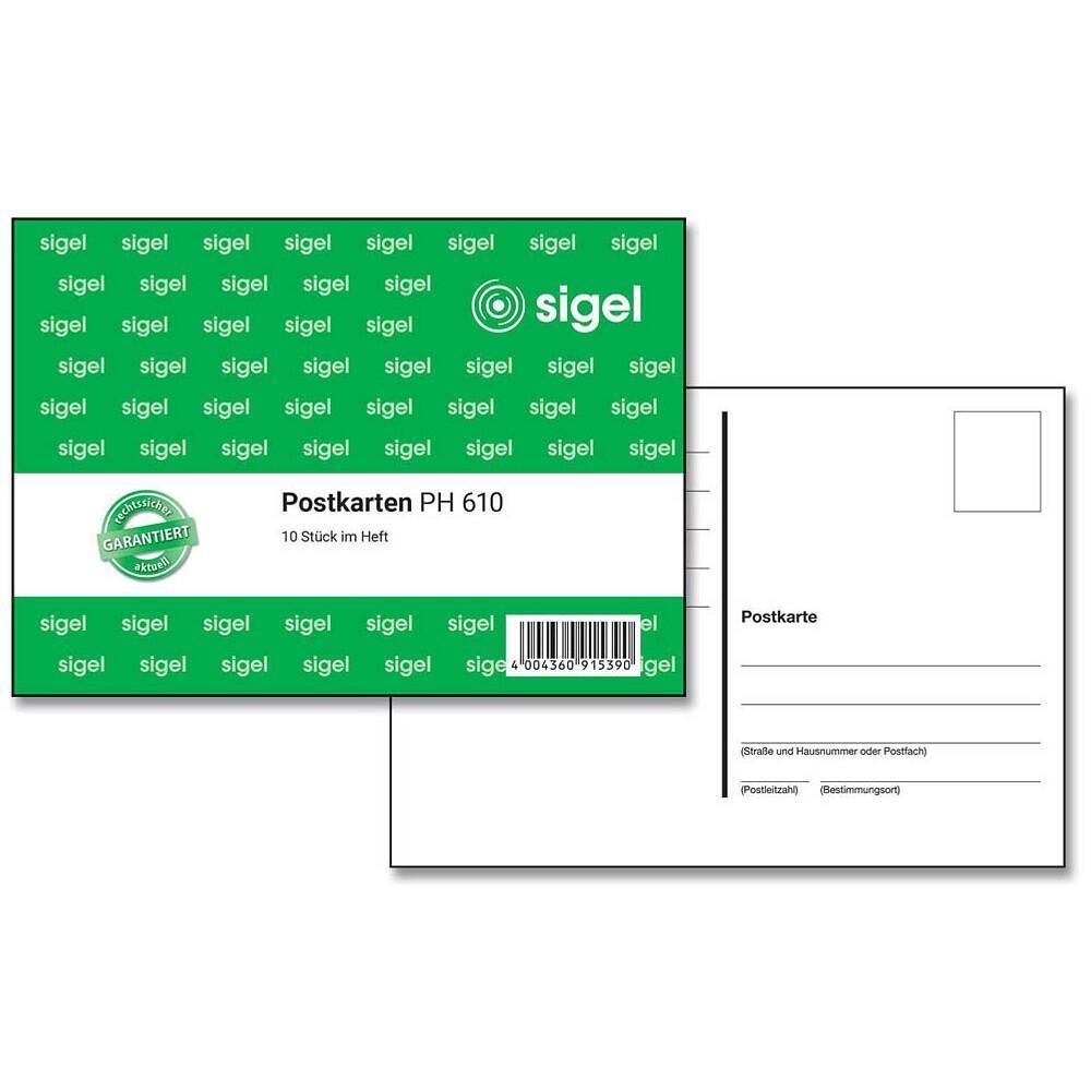 sigel Postkarte Formularbuch DIN A6 quer PH610 - 1 x 10 Blatt von Sigel
