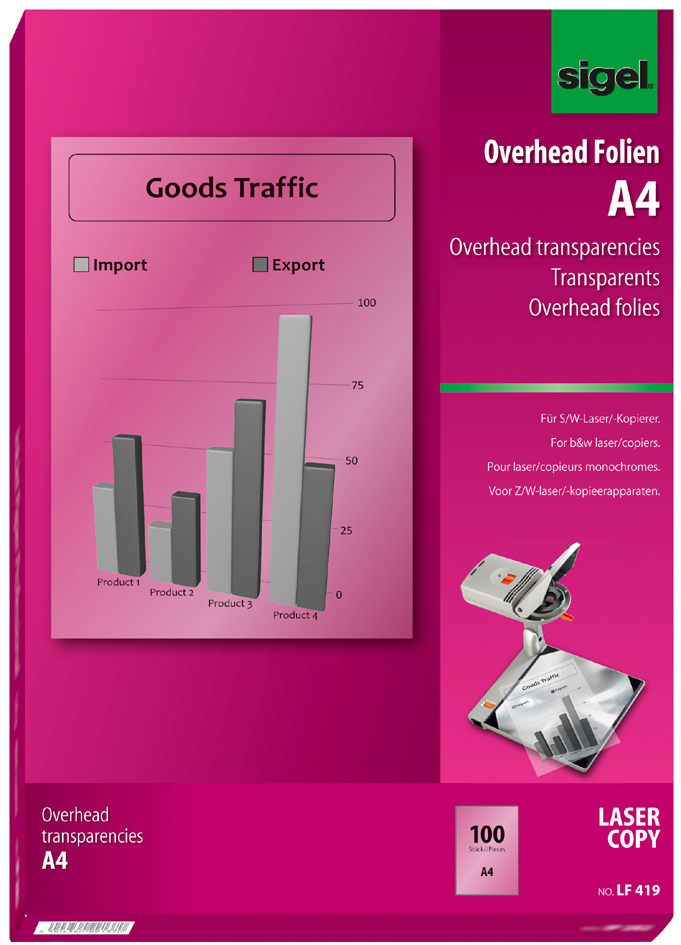 sigel Schwarz/Weiß-Laserdrucker-/Kopier-Folie, transparent von Sigel