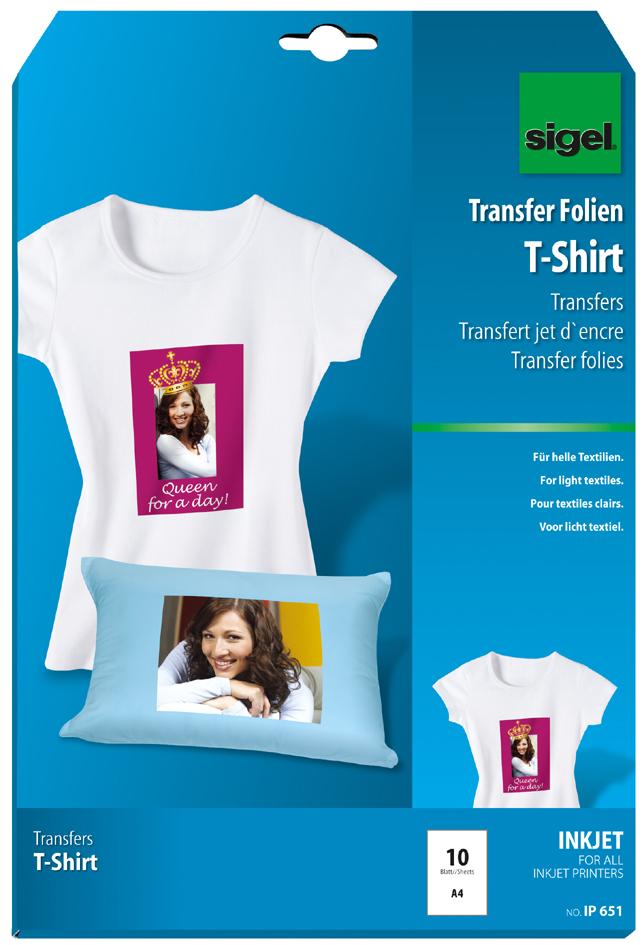 sigel T-Shirt Inkjet-Transfer-Folien, für helle Textilien von Sigel