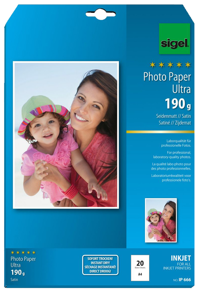 sigel Ultra-Foto-Papier, DIN A4, seidenmatt, 190 g/qm von Sigel
