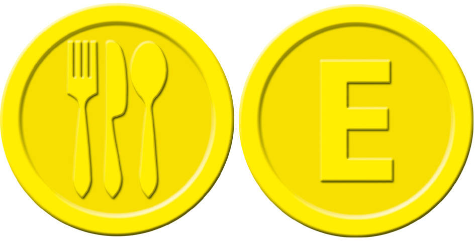 sigel Wertmarken , Essen, , aus Kunststoff, gelb von Sigel