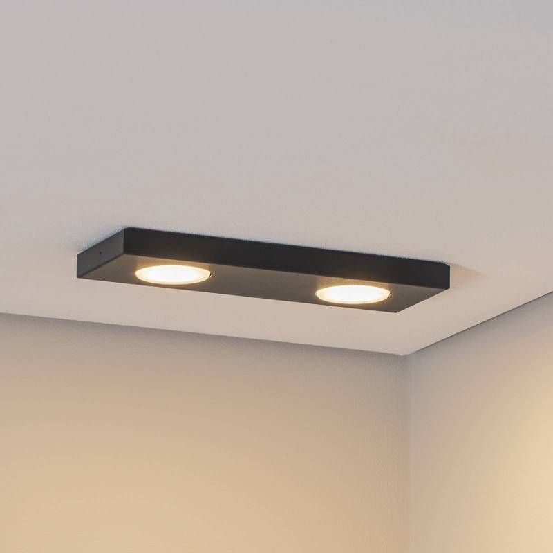 Deckenlampe Hero, 12 x 35 cm, 2-flg., schwarz, Metall, GX53 von Sigma