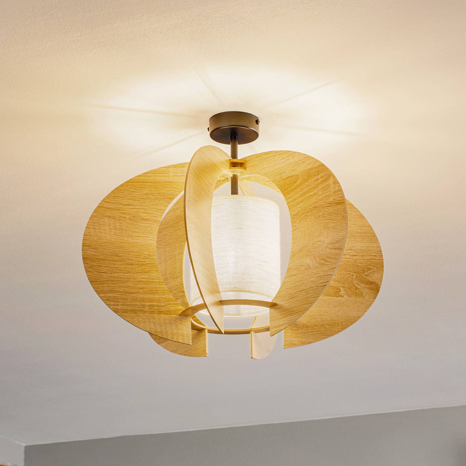 Deckenleuchte Modern C M mit Holz-Lamellen Ø 50 cm Deckenleuchte Modern C M mit Holz-Lamellen Ø 50 cm von Sigma