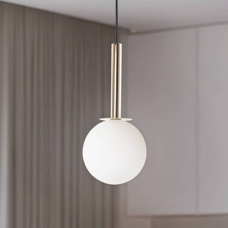 Hängeleuchte Daisy, 1-flammig, gold/weiß/schwarz, Glas von Sigma