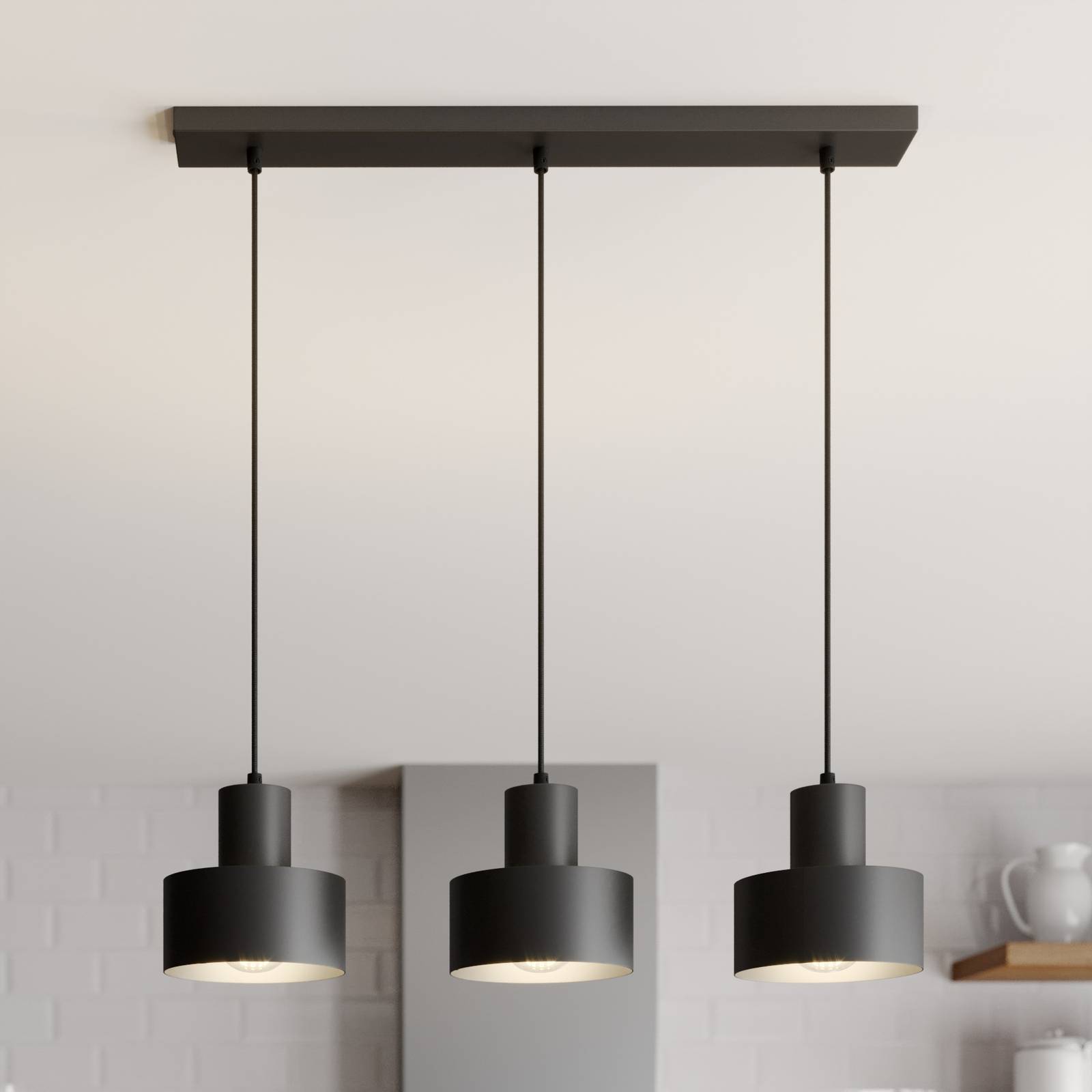 Hängeleuchte Rif, linear dreiflammig, schwarz Hängeleuchte Rif, linear dreiflammig, schwarz von Sigma