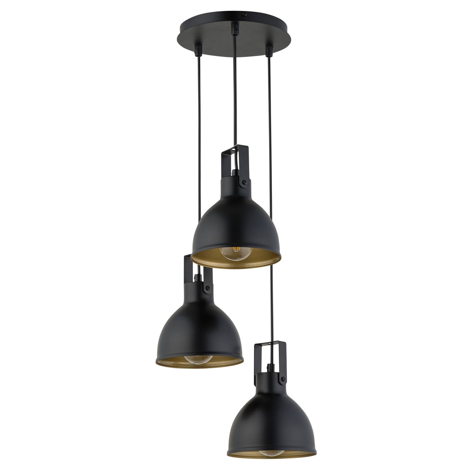 Hängeleuchte Trial, 3-flammig Rondell schwarz/gold Hängeleuchte Trial, 3-flammig Rondell schwarz/gold von Sigma