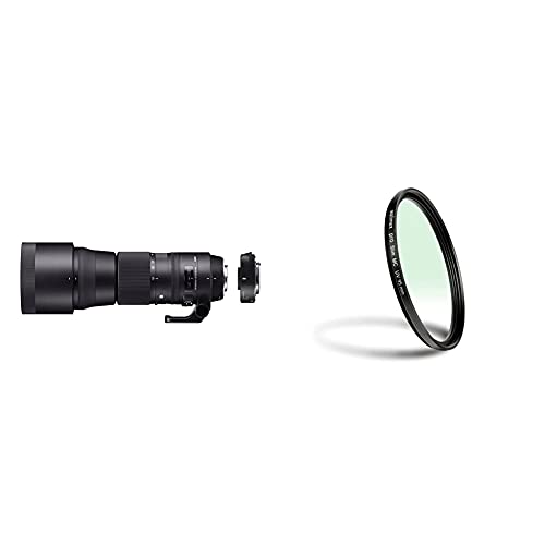 Sigma 150–600 mm F5–6.3 DG OS HSM modernes Objektiv mit tc-1401 Konverter Kit für Nikon Kamera & Walimex Pro UV-Filter Slim MC 95mm schwarz von Sigma