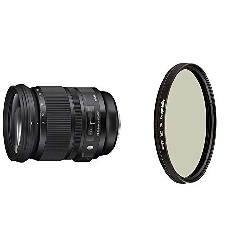 Sigma 24-105mm F4,0 DG OS HSM Art Objektiv (82mm Filtergewinde) für Canon Objektivbajonett & Amazon Basics Zirkularer Polarisationsfilter - 82mm von Sigma