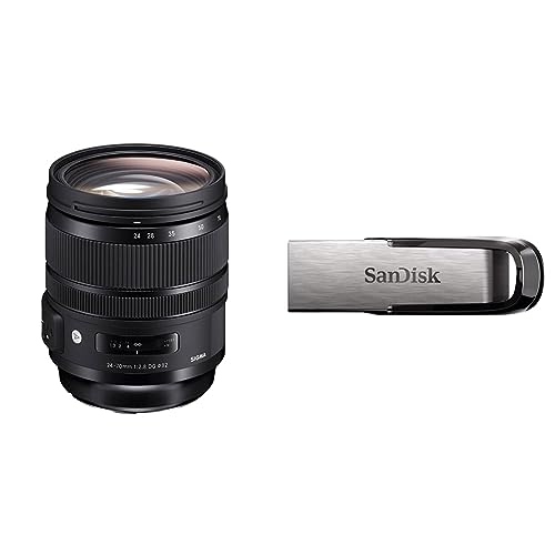 Sigma 24-70mm F2,8 DG OS HSM Art Objektiv für Canon EF Objektivbajonett & SanDisk Ultra Flair USB 3.0 Flash-Laufwerk 64 GB von Sigma
