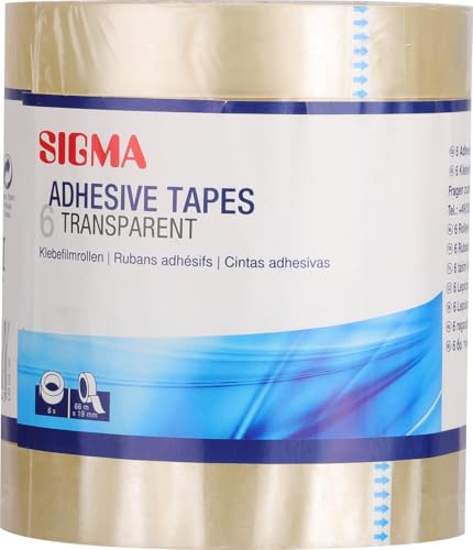 Sigma Klebefilm AT06, 19 mm x 66 m, transparent, 6 StŸck Sigma Klebefilm AT06, 19 mm x 66 m, transparent, 6 StŸck von Sigma