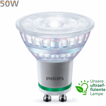 Signify Philips Classic LED-A-Label Lampe 50W GU10 Klar Warmws 3er P von Signify