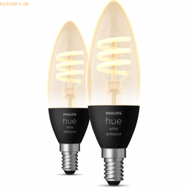 Signify Philips Hue White Amb. E14 Filament Doppelpack. von Signify