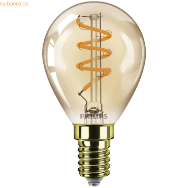 Signify Philips LED classic Dekolampe Gold 25W E14 warmweiß Tropf dim von Signify