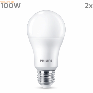 Signify Philips LED classic Lampe 100W E27 Warmweiß 1521lm matt 2er P von Signify