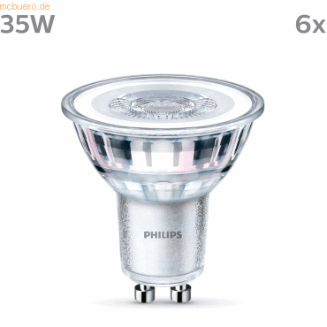 Signify Philips LED classic Lampe 35W GU10 Kaltweiß 275lm Silber 6er P von Signify