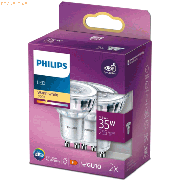 Signify Philips LED classic Lampe 35W GU10 Warmw 255lm Silber 2erPack Signify Philips LED classic Lampe 35W GU10 Warmw 255lm Silber 2erPack von Signify