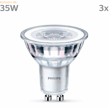 Signify Philips LED classic Lampe 35W GU10 Warmweiß 255lm Silber 3er P von Signify