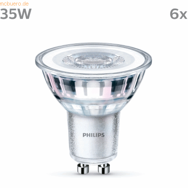 Signify Philips LED classic Lampe 35W GU10 Warmweiß 255lm Silber 6erP von Signify