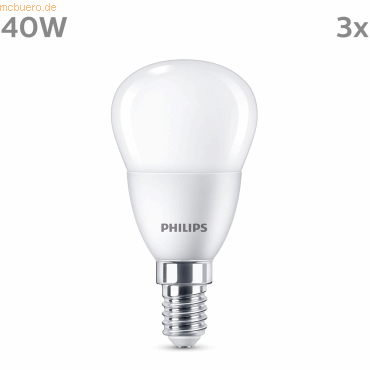 Signify Philips LED classic Lampe 40W E14 Tropfe Warmw 470lm matt 3erP von Signify