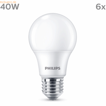 Signify Philips LED classic Lampe 40W E27 Warmweiß 470lm matt 6er P- von Signify