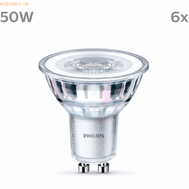 Signify Philips LED classic Lampe 50W GU10 Kaltweiß 390 lm Silber 6erP von Signify