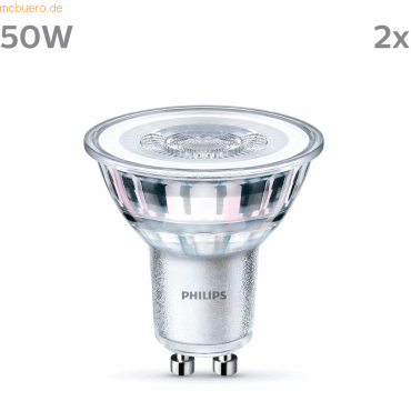 Signify Philips LED classic Lampe 50W GU10 Kaltweiß 390lm Silber 2er P von Signify