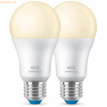 Signify WiZ White 60W E27 Standardform Dimmable matt Doppelpack von Signify