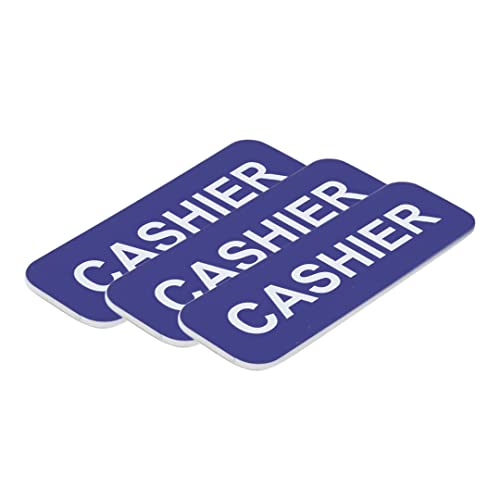 Kassierer Namensschild, 2,5 x 7,6 cm, Blau, 3 Stück von Signs ByLITA
