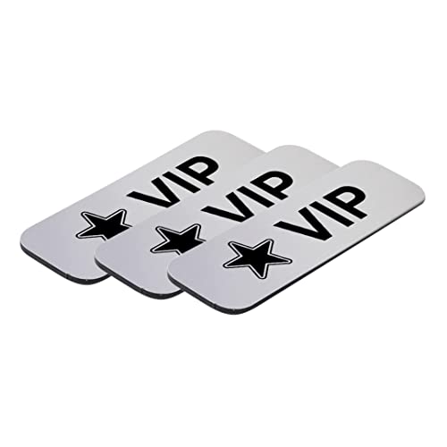 VIP (Stern) 2,5 x 7,6 cm Namensschild, Silber, 3 Stück von Signs ByLITA