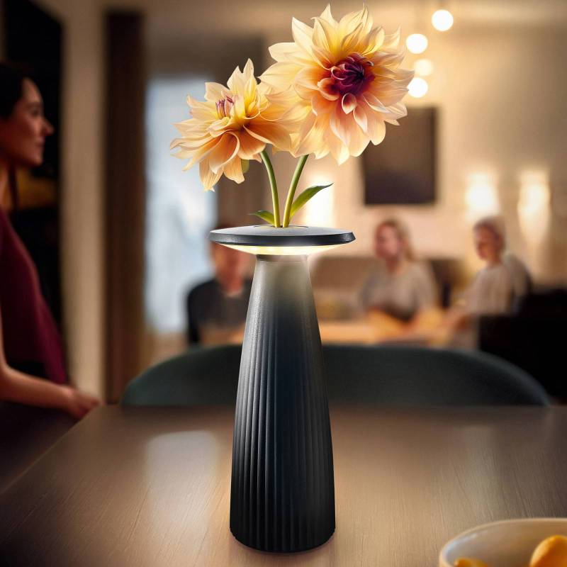 LED-Akku-Tischlampe Nuflair, schwarz, IP54, dimmbar, 24 cm von Sigor