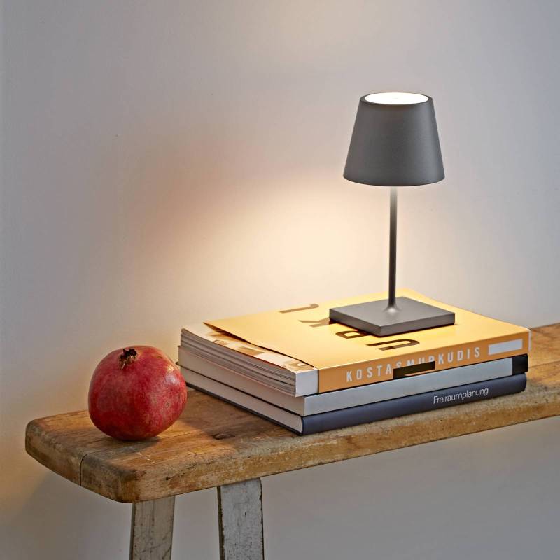 LED-Akkutischlampe Nuindie mini, USB, grafit, IP54, dimmbar von Sigor