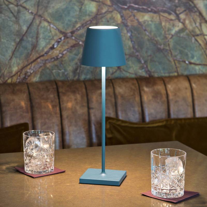 LED-Akkutischlampe Nuindie, USB-C, blau, IP54, dimmbar von Sigor