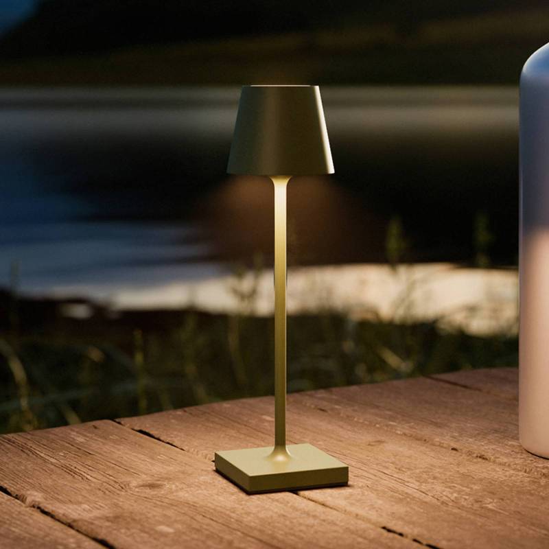 LED-Akkutischlampe Nuindie pocket, tannengrün, IP54, dimmbar von Sigor