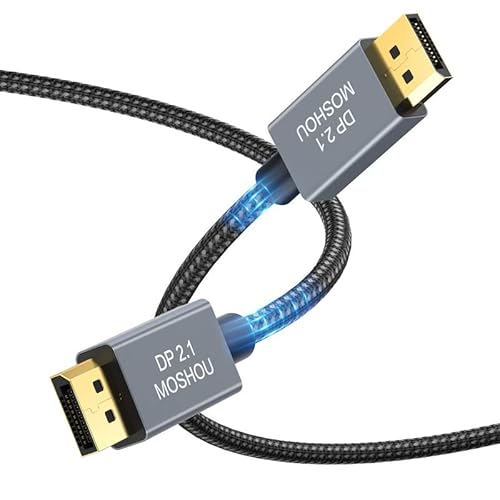 MOSHOU DP 2.1 Kabel VESA DP 2.1 Standard DisplayPort Kabel 16K@30Hz 8K@60Hz/120Hz DP 2.0 Kabel für 80Gbps HDR 10, DSC 1.2a, G-Sync & Free-Sync, DP Kabel -Gaming PC/Laptop/Grafikkarte/Monitor 【 0,5m】 von Sikai