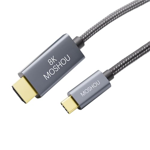 MOSHOU USB C auf HDMI 2.1 Kabel 8K@60Hz 4K@144Hz Typ C auf HDMI 8K geflochtenes Kabel HDCP2.3 HDR DSC für MacBook Pro Samsung HP thunderbolt 3 Kabel(1.5M) von Sikai