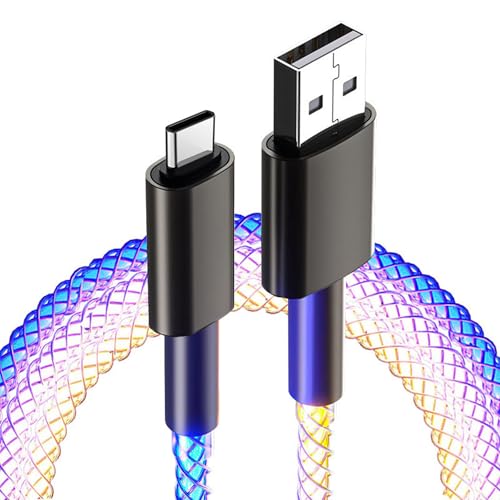 Sikai 1M RGB USB A auf Typ C Ladekabel, LED-Ladekabel 66W Schnellladung, RGB Licht Gradual Kabel für Samsung S23/S22/Z Flip 4/Z Fold 4/S21/S20/A53/A52/Huawei P30/P20,Sony,Xiaomi(Kabel USB A-C) von Sikai