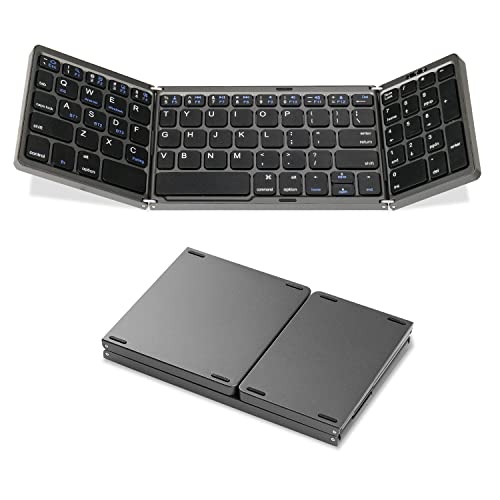 Sikai Faltbare Bluetooth-Tastatur mit Nummernblock QWERTY-Layout,Mini-Tablet/Handy/Laptop-Tastatur, kabellose wiederaufladbare Tastatur, kompatibel mit Pad/Mac/Surface Pro/Galaxy Tab(Grau) von Sikai