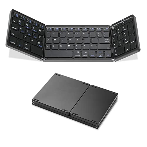 Sikai Faltbare Bluetooth-Tastatur mit Nummernblock QWERTY-Layout,Mini-Tablet/Handy/Laptop-Tastatur, kabellose wiederaufladbare Tastatur, kompatibel mit Pad/Mac/Surface Pro/Galaxy Tab(schwarz) von Sikai