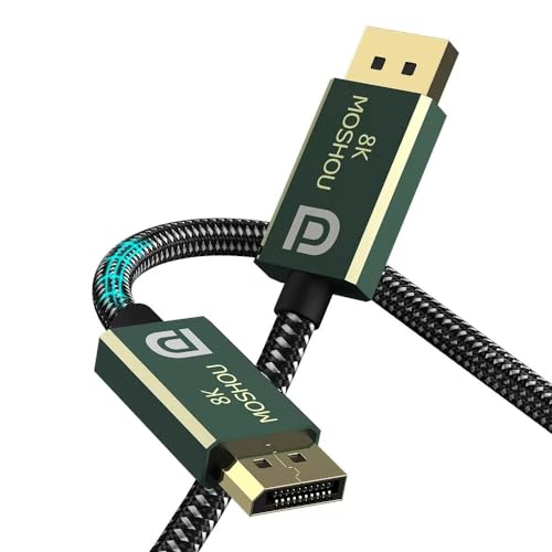 MOSHOU 8K Displayport Kabel 2.0 (1m) Displayport auf Displayport 2.0, Bandbreite von bis zu 77,4 Gbit/s, DP 2.0 Kabel 8K@60Hz 4K@144Hz 2K@165Hz 1080P HD FreeSync G-SYNC HDR 12bit von Sikai