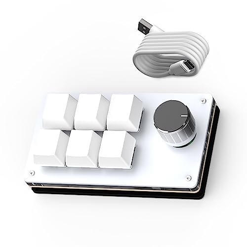 Sikai Makropad - Makro Tastatur mit 6 Tasten & 1 Drehknopf Vollständig anpassbare Tastenfunktionen - Hot-swap-fähig Roter Schalter (Weiß - RGB Basis) von Sikai