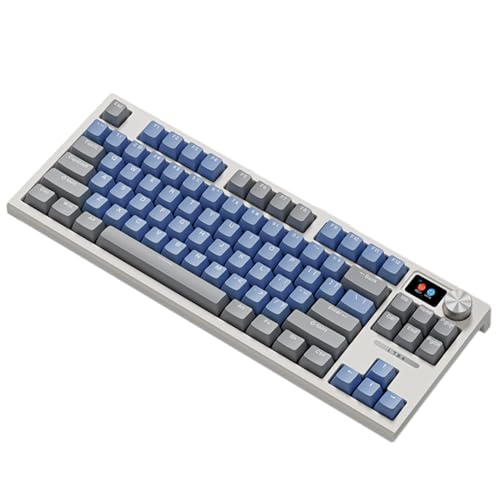 Sikai Mechanische Tastatur,Farbdisplay,Kabellos,84 Tasten(Meeresblaue Schalter) Anti-Ghosting,Hot-Swapping,Programmierbar,RGB,Gaming Büro Tastatur,Bluetooth/2.4G/Kabelgebunden,4000mAh,QWERTY(Blau) von Sikai