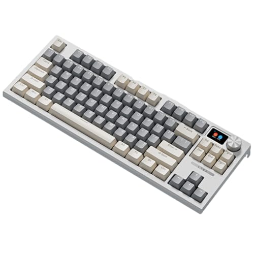 Sikai Mechanische Tastatur,Farbdisplay,Kabellos,84 Tasten(Meeresblaue Schalter) Anti-Ghosting,Hot-Swapping,Programmierbar,RGB,Gaming Büro Tastatur,Bluetooth/2.4G/Kabelgebunden,4000mAh,QWERTY(Grau) von Sikai