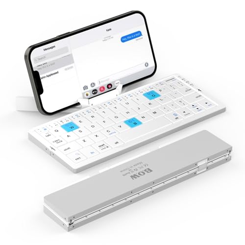 Sikai Mini Tastatur für Handy,QWERTY Klappbare Tastatur Bluetooth mit Ständer,Englische Tastatur Kompatibel mit Galaxy S24/S23,iPhone 15 Pro Max,iPad,Android,Windows,Smartphone,Tablet,Laptop(Weiß) von Sikai