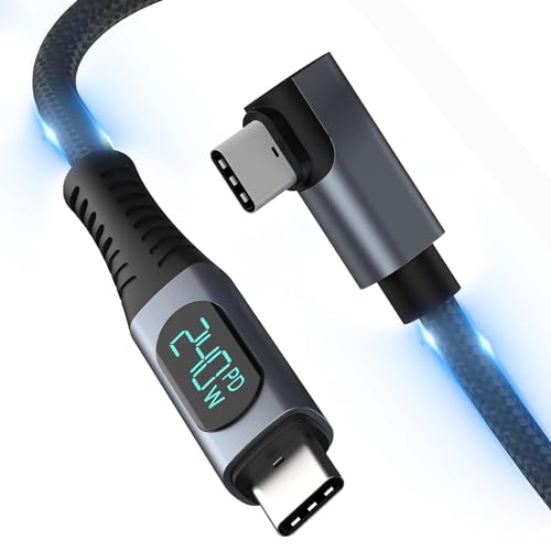 Sikai Thunderbolt 3 kabel USB4 240W 1,2M Ellbogen,USB-C Kable mit LCD Display 8K@60Hz,unterstützt 240W Leistung und 40Gbit/s Datentransfer schnell Ladekabel für Macbook Pro/Air iPad Pixel PS5 von Sikai