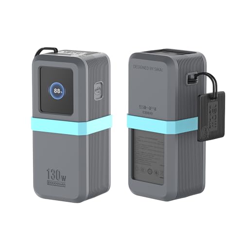 Silikon Schutzhülle für UGREEN Nexode 20000mAh Powerbank 130W, 2mm dick & stoßfest, staubdicht mit Kabelführung, robuster Fallschutz (Grau) von Sikai