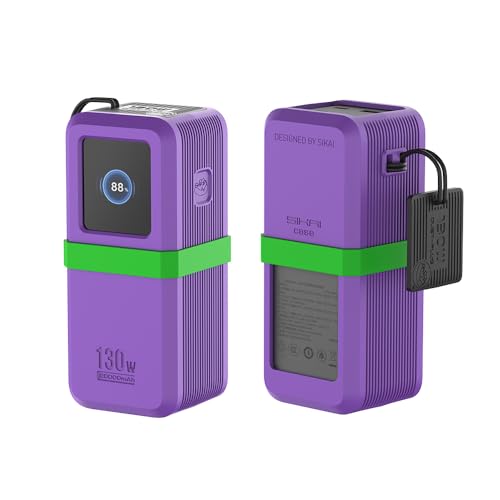 Silikon Schutzhülle für UGREEN Nexode 20000mAh Powerbank 130W, 2mm dick & stoßfest, staubdicht mit Kabelführung, robuster Fallschutz (Lila) von Sikai