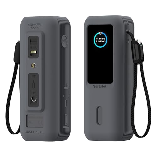 Silikonhülle für Anker Laptop Powerbank 165W(25000mAh) mit 1/4 Zoll Mutterloch,TF/SIM Karte,Kartensteckplatz für Anker Power Bank 165W hautfreundliche Anti-Verlust-Schutzhülle(Grau) von Sikai